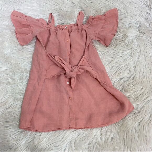 Zara Girls Casual Collection Pink Cold Shoulder Tie Front Dress 5 - Picture 6 of 13